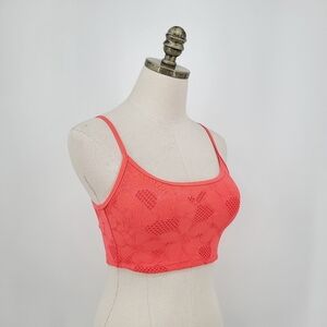 Aerie Floral Swimsuit Bikini Top Scoop Neck Orange Adjustable XS